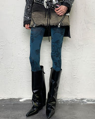 Blue Roses Patterned Tights