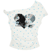 Bunny Polka Dot One-Shoulder Top