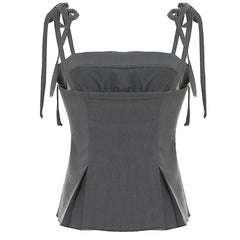 Coquette Ruched Bow Tie Top