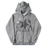 Grunge Cut-Out Shoulder Sweatshirt