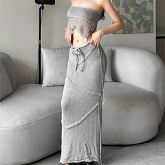 Coastal Knit Crochet Maxi Skirt