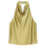 Old Money Satin Halter Top