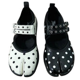 Polka Dot Buckle Strap Tabi Shoes