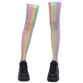 Iridescent Fishnet Knee-High Socks