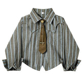 High School Crush Striped Cropped Shirt