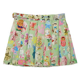 Toy Print Pleated Mini Skirt