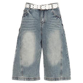 Wide Leg Vintage Wash Culotte Jeans