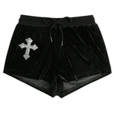 Y2K Cross Rhinestone Shorts