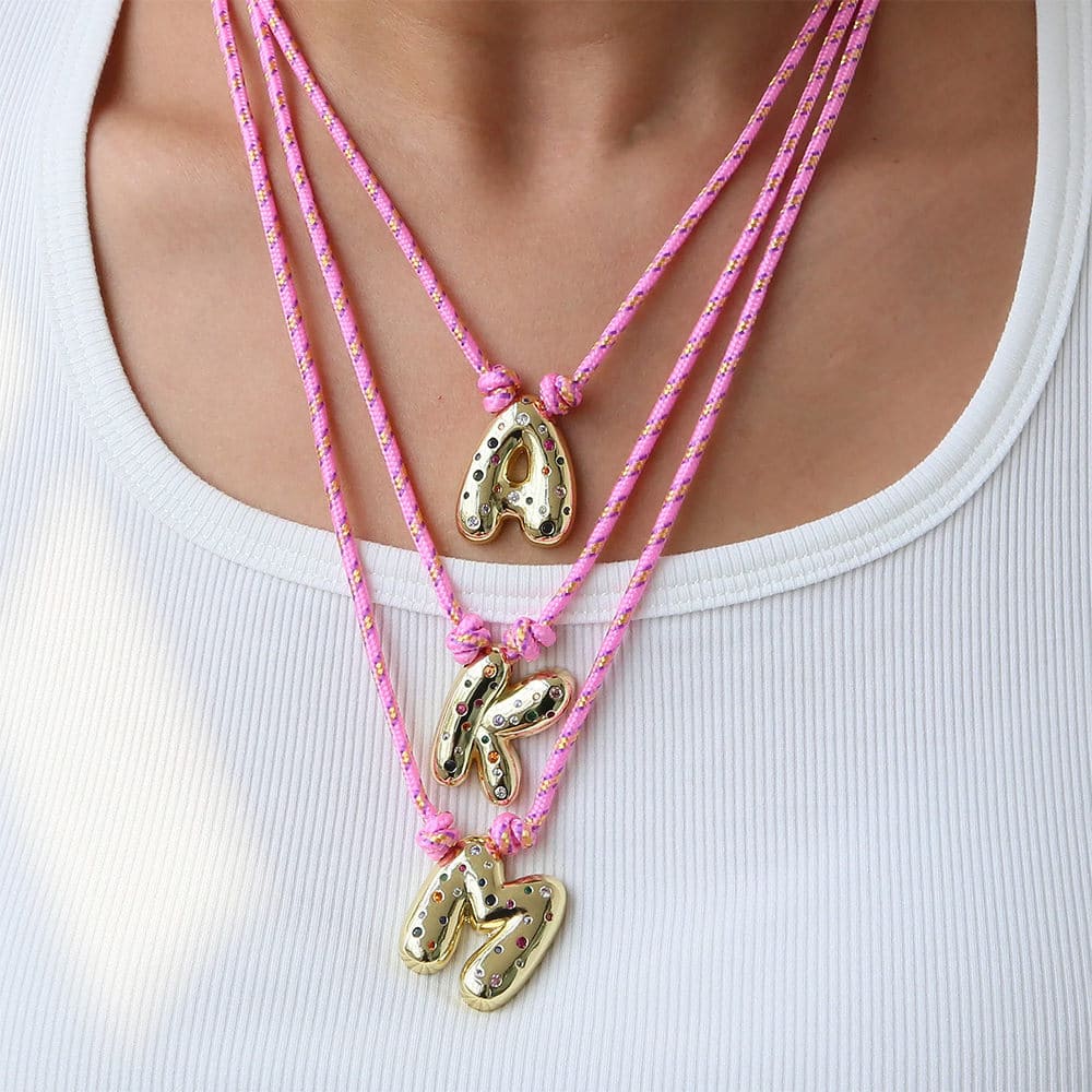 2000's Bubble Letter Pendant Necklace