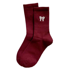 Coquette Bow Embroidery Socks