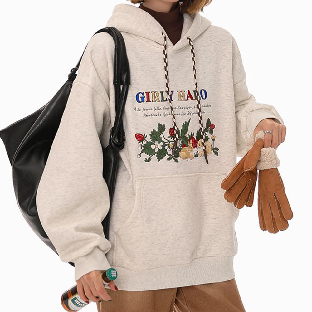 Bunny Embroidery Cottagecore Hoodie