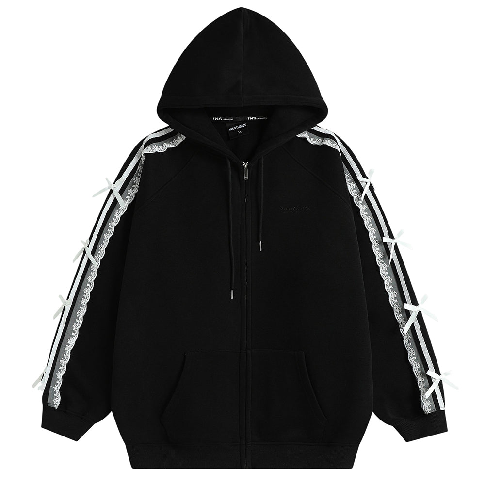 Coquette Lace Sleeve Hoodie