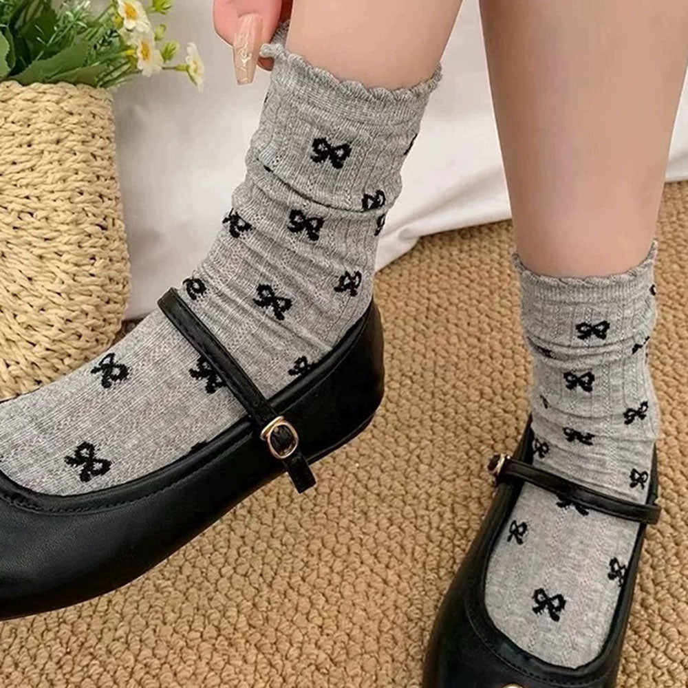 Coquette Aesthetic Bow Pattern Socks