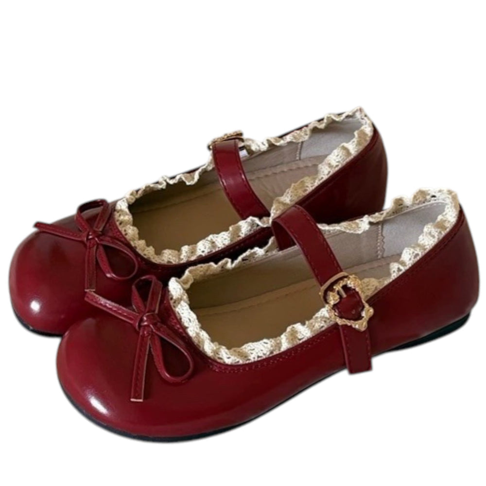 Coquette Lace Trim Mary Jane Flats