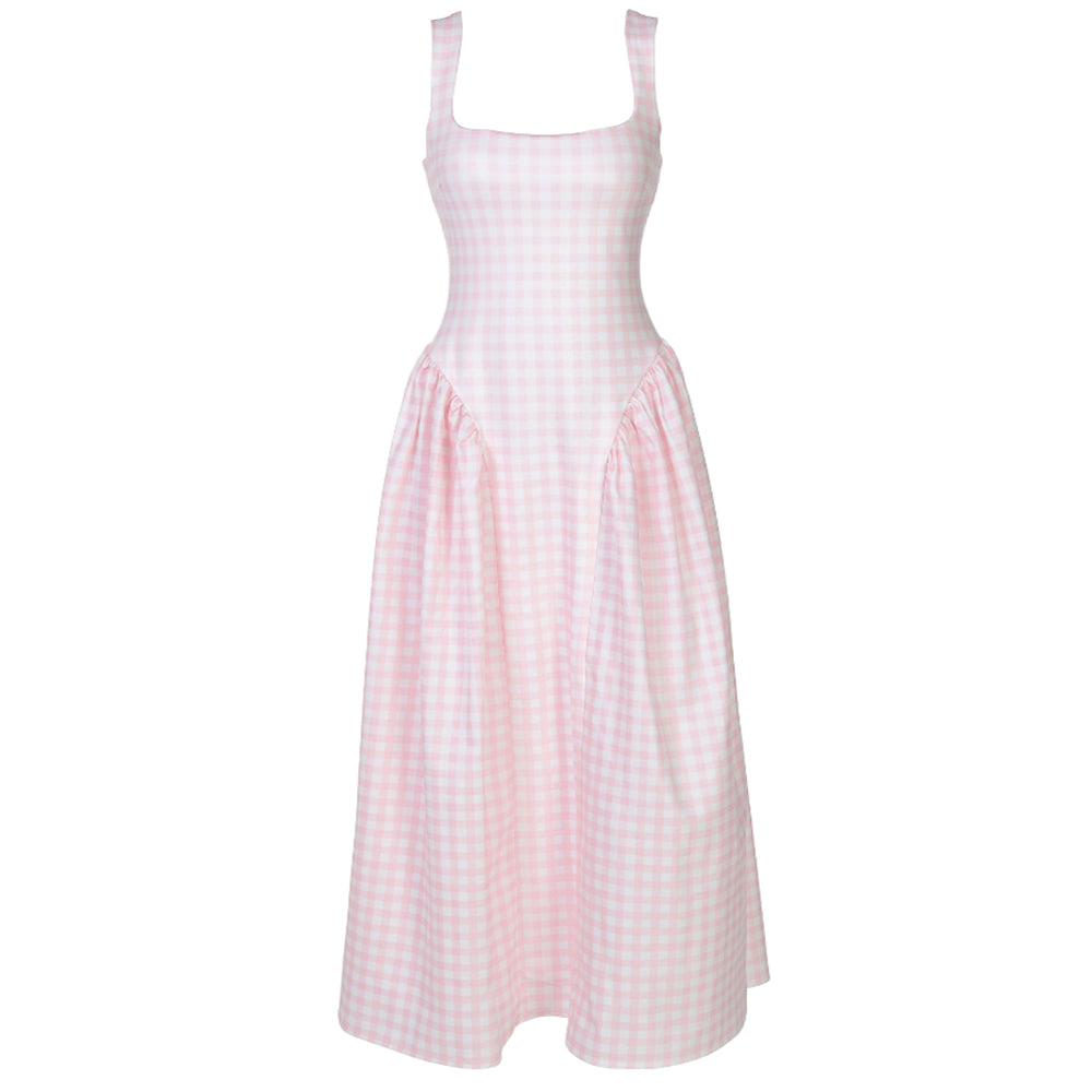 Cottagecore Picnic Gingham Dress