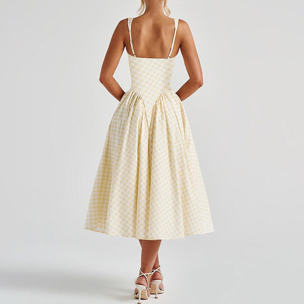 Cottagecore Picnic Gingham Dress