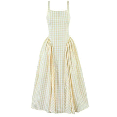 Cottagecore Picnic Gingham Dress
