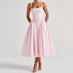Cottagecore Picnic Gingham Dress