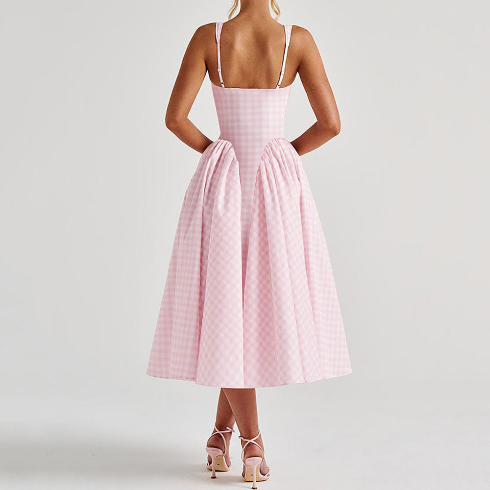 Cottagecore Picnic Gingham Dress