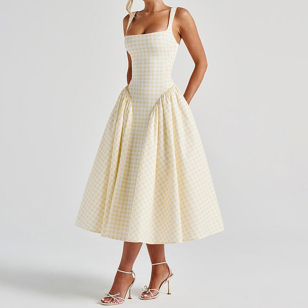 Cottagecore Picnic Gingham Dress