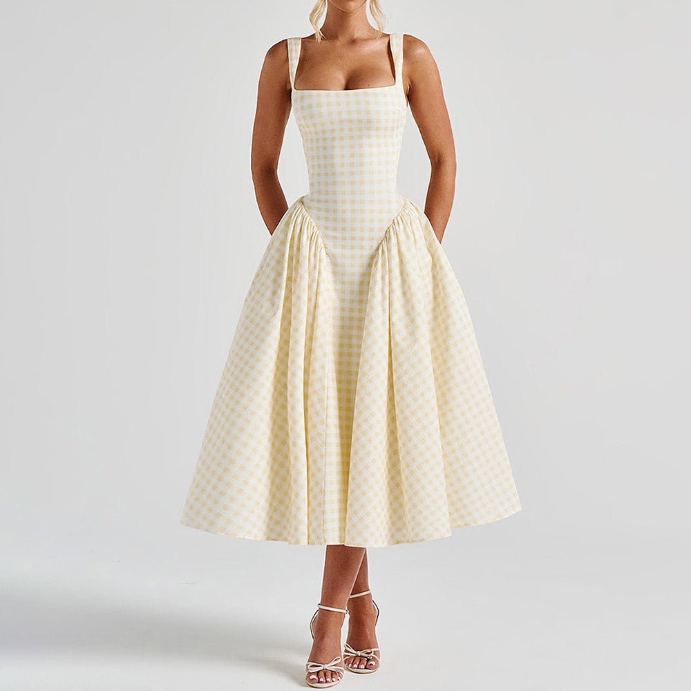 Cottagecore Picnic Gingham Dress