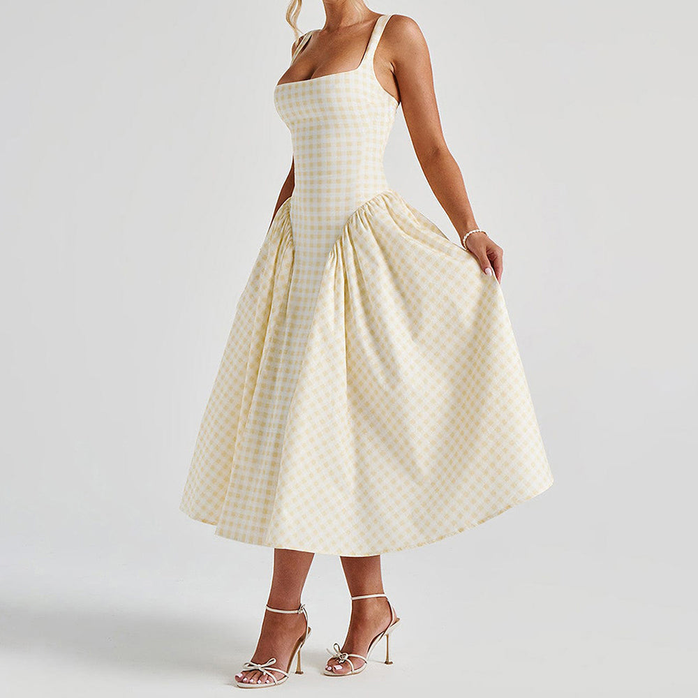 Cottagecore Picnic Gingham Dress
