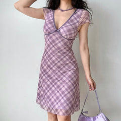 Cottage Summer Plaid Mini Dress