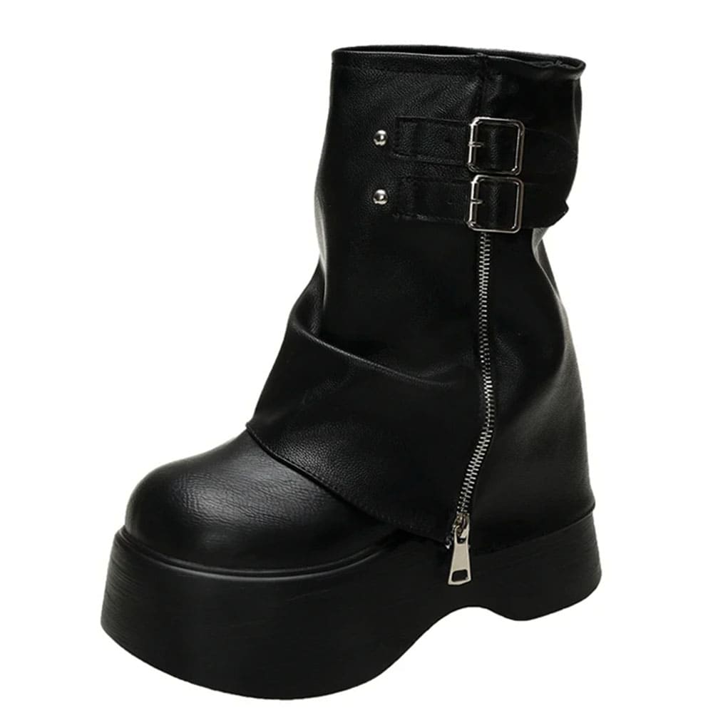 Forbidden Girlfriend Double Buckle Boots