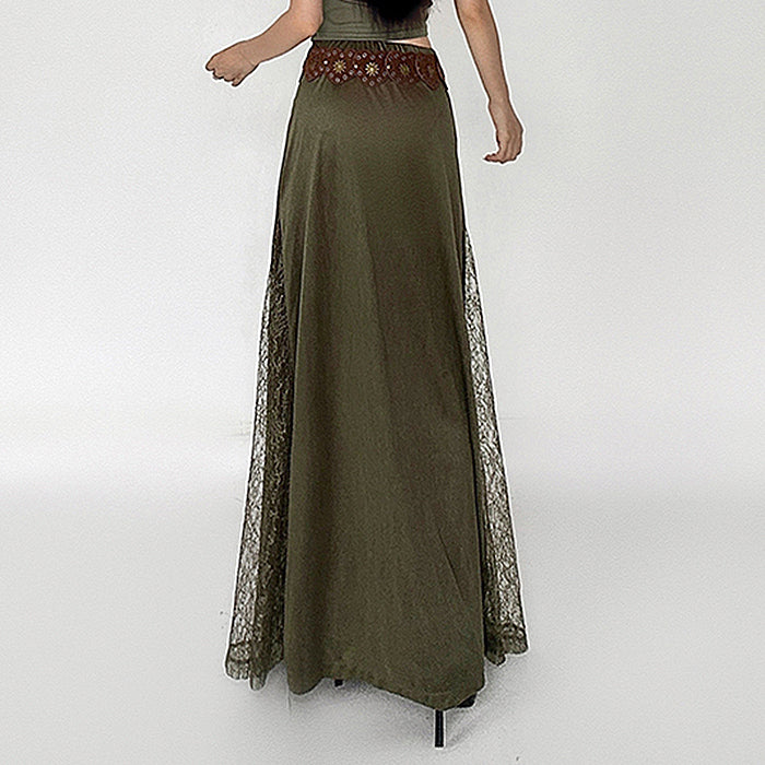Woodland Dreams Lace-Slit Maxi Skirt