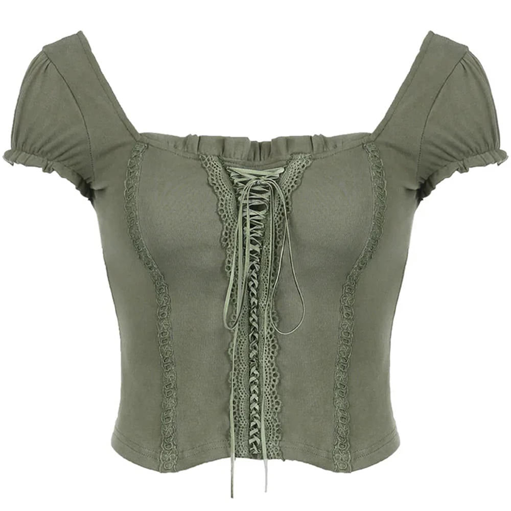 Fairycore Aesthetic Lace Up Top