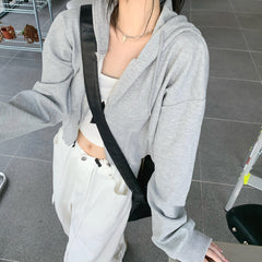 Basic Corset Detail Zip Up Hoodie