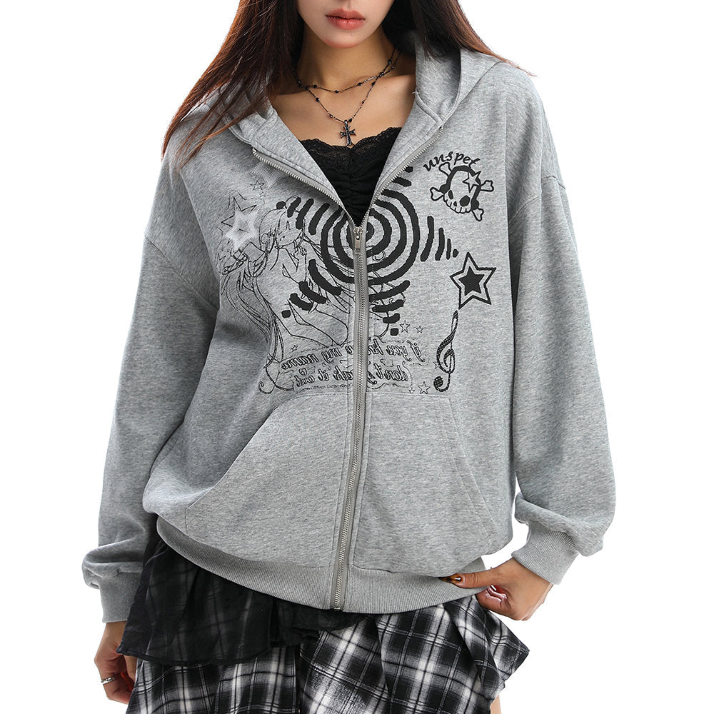 Grunge Cut-Out Shoulder Sweatshirt