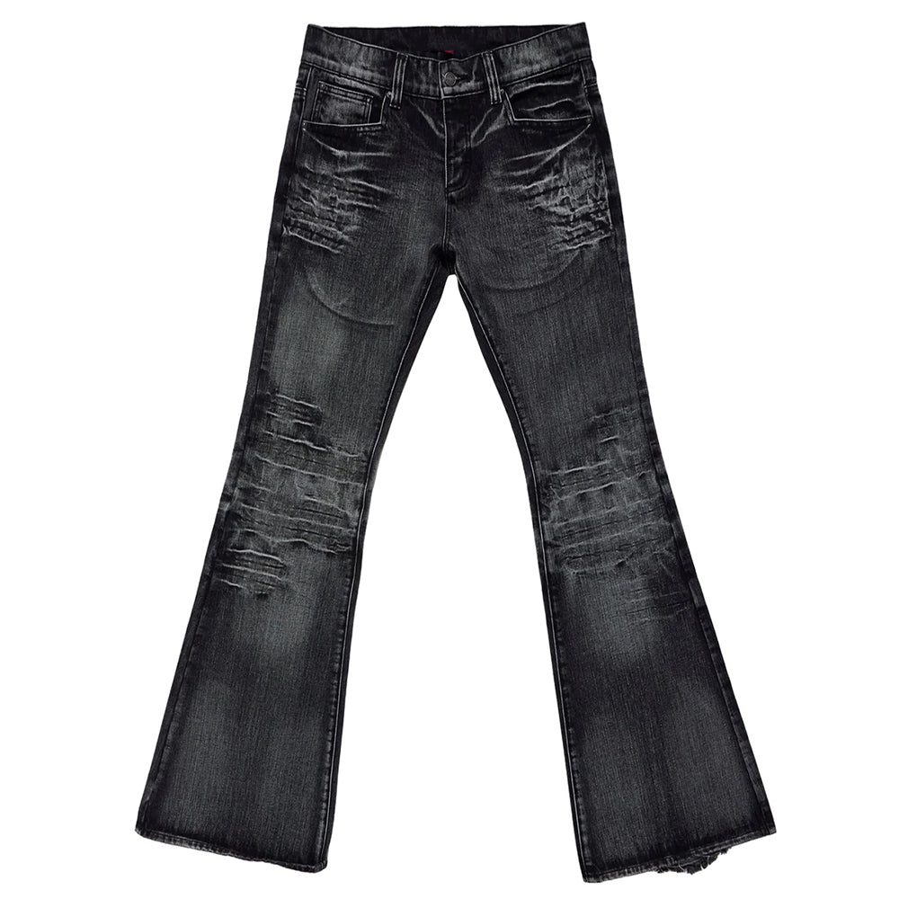 Grunge Distressed Flare Jeans