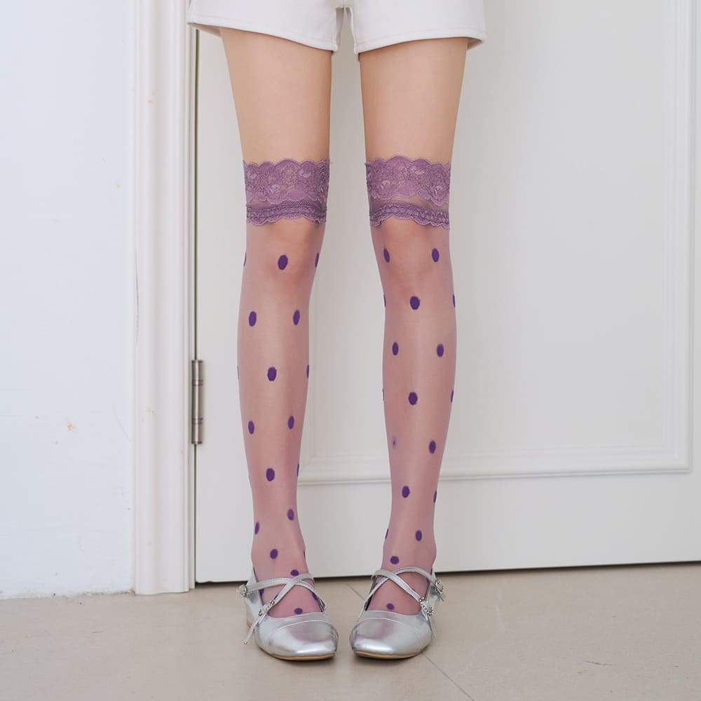 Polka Dot Sheer Knee High Socks
