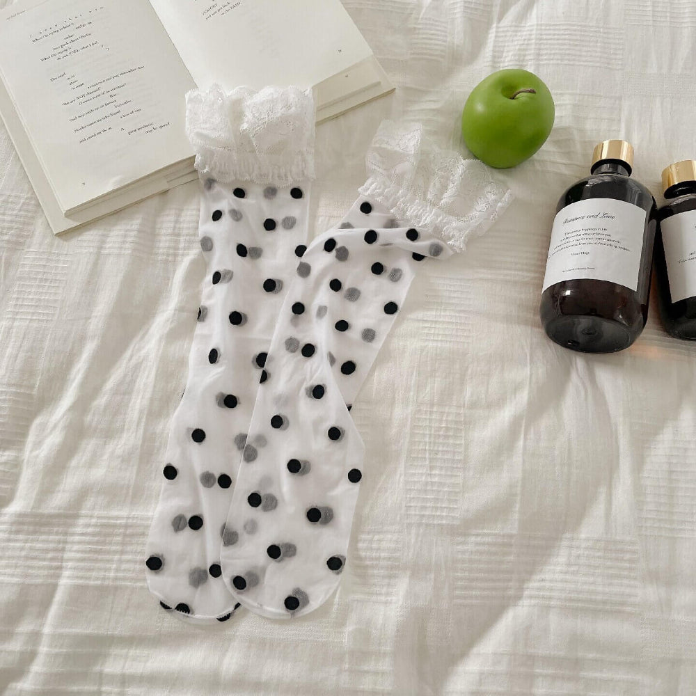 Polka Dot Sheer Knee High Socks