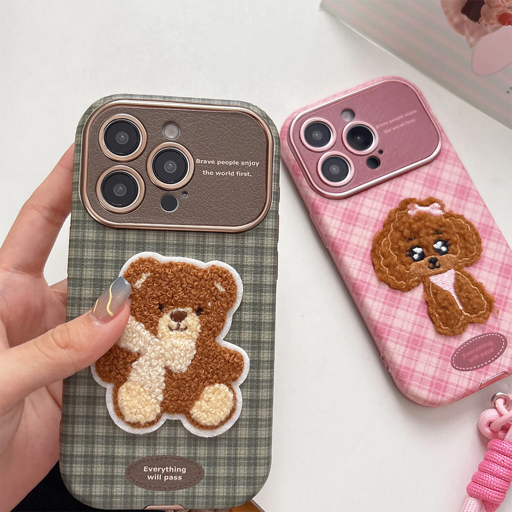 Puppy & Bear Embroidery iPhone Case