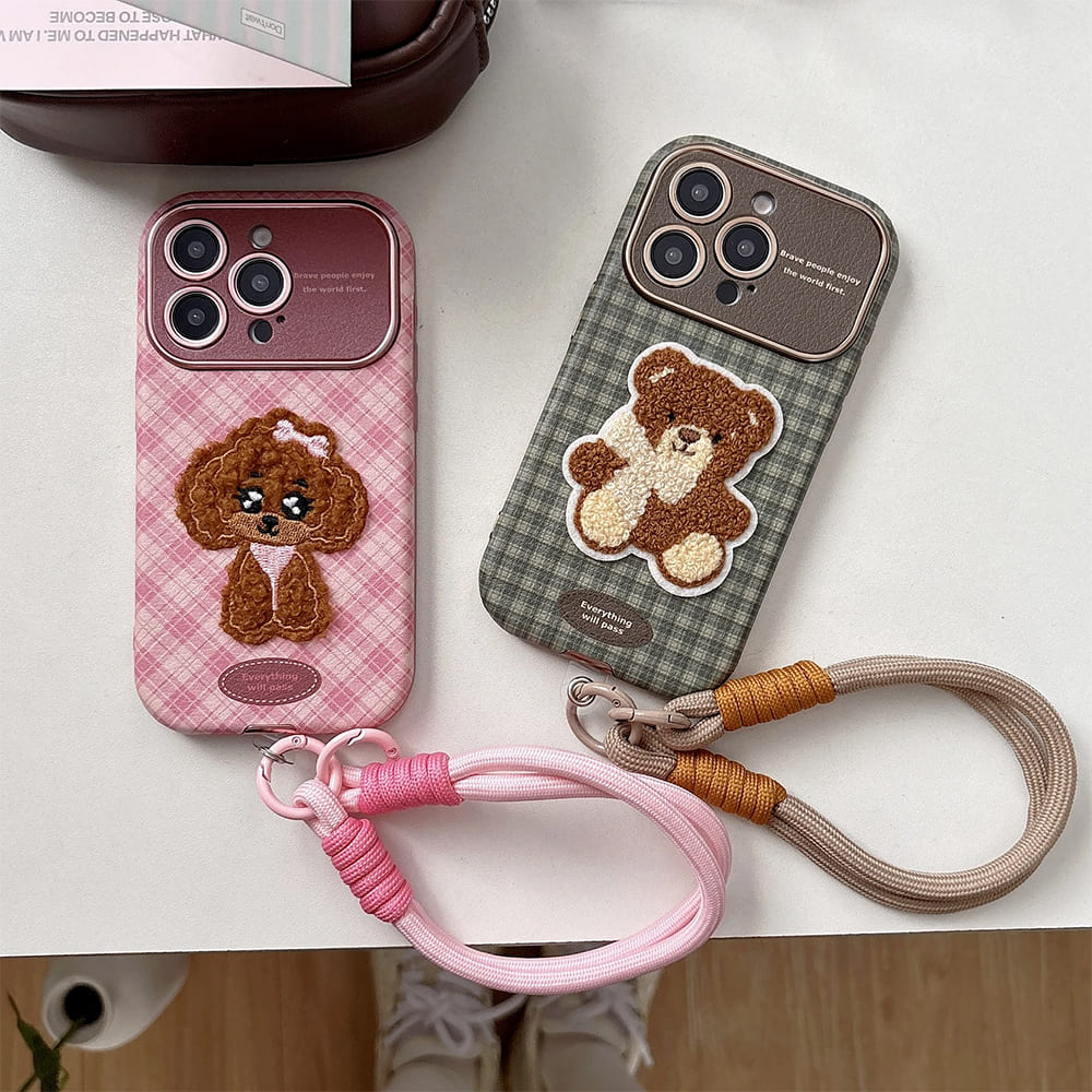 Puppy & Bear Embroidery iPhone Case