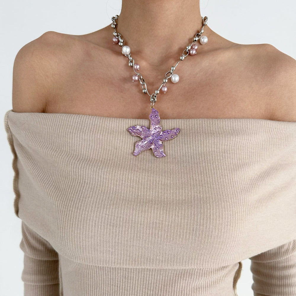Purple Tropical Flower Choker
