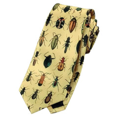 Vintage Beetle Print Tie in Yellow